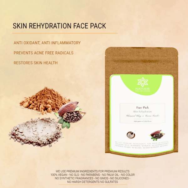 Natuur - Face Pack - Rhassoul Clay & Cocoa -Skin Rehydration - 100 gms