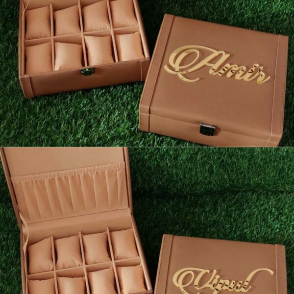 Personalized 8 Slot watch organizer High end quality Single name can be customized Gifting purpose usable