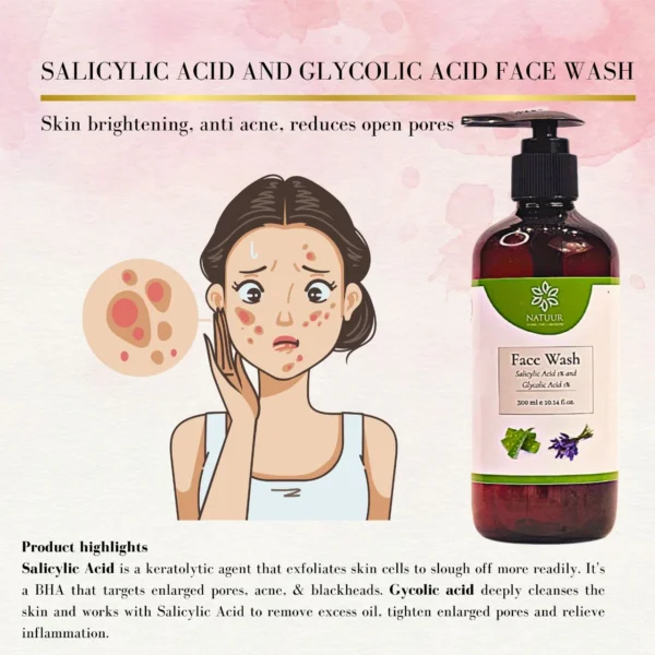 Natuur - Face wash - Salicylic Acid and Glycolic acid For pigmented and acne prone skin - 300ml