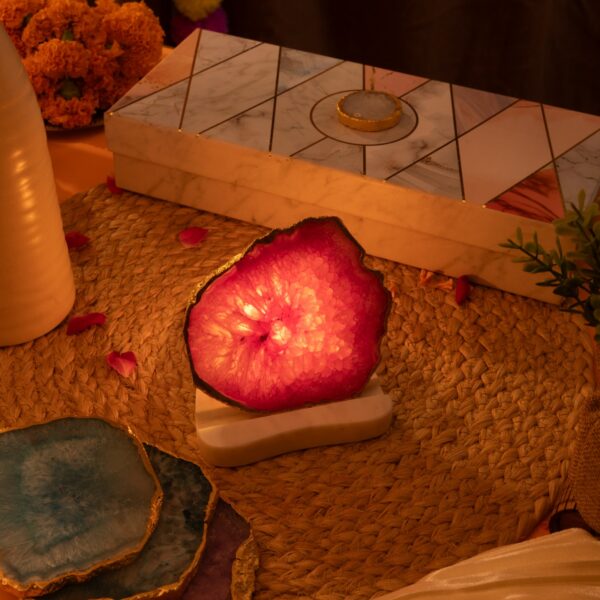 Agate stone Lamp/ tealight holder