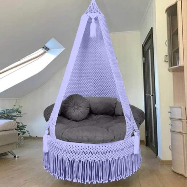 Macrame swing with cushion