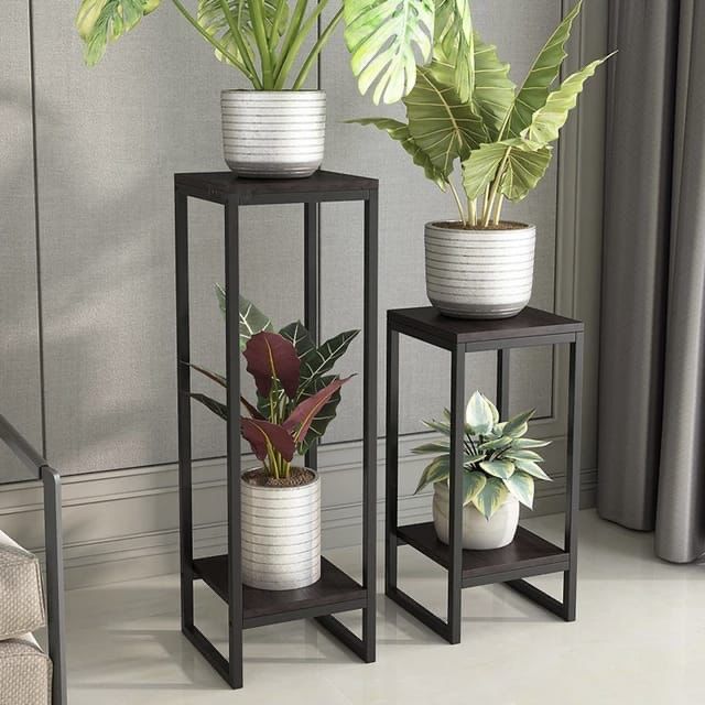 Double Black Planter Stand Height - 22 & 28 inches Side - 9*9 inches