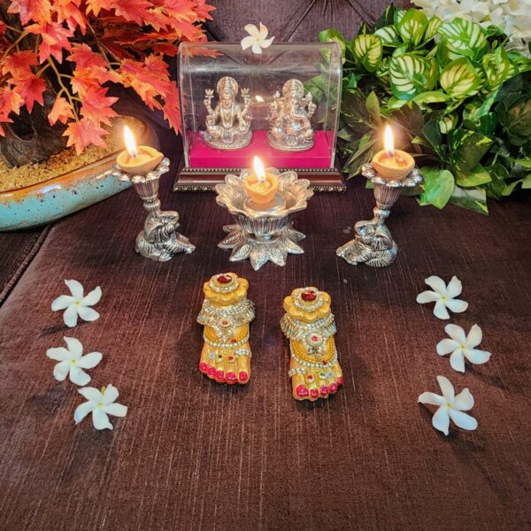 Elephant T-lights + Lotus Bowl cum T- Light + Charan