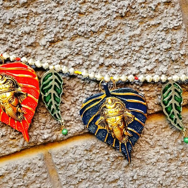 German Silver & gold plated 5 betel leaf Ganesh embossed bandhanwar