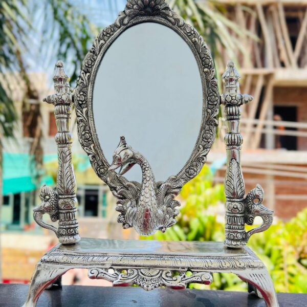 German silver Peacock table mirror