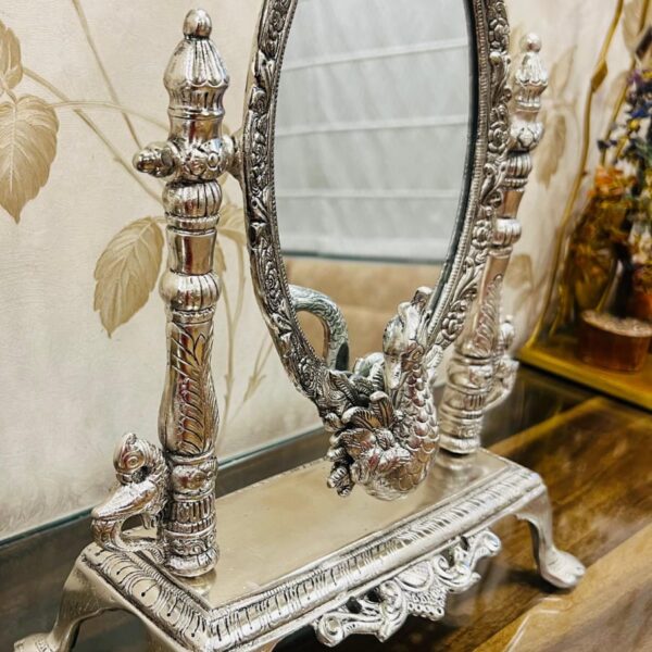 German silver Peacock table mirror