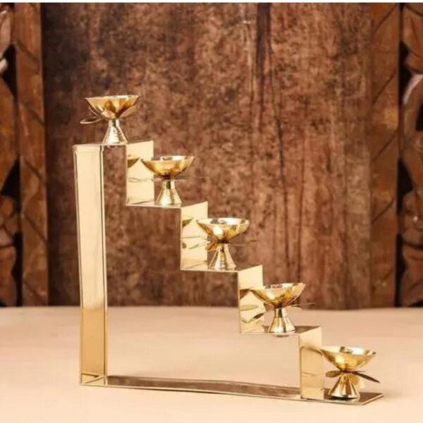Brass 5 stairs diya