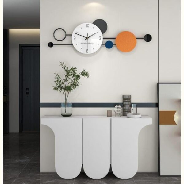 Designer Wall Clock with Wall Art Wall art clock Multi colour Size: Width: 48 inches, Height: 18 Inches Material Wrought Iron  Size and Colour can be customized