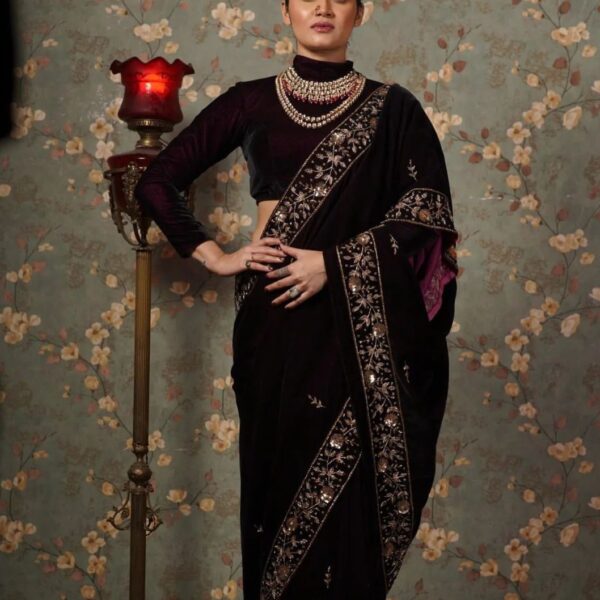 Pure Viscous Velvet Sequence Saree
