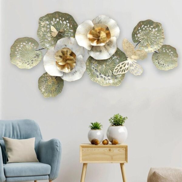 Green Leaf Flower and Butterfly Wall Decor