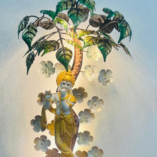 Lord Krishna Table Decor with LED Size: 26*17 inches Tree Table Decor with led light Krishna Size: 12 inches