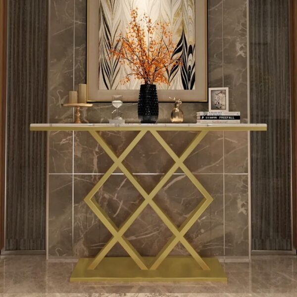 V Shaped Metal Console Table