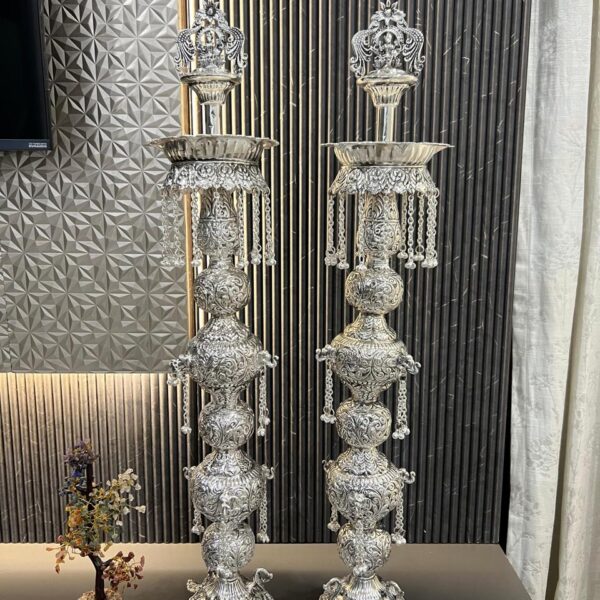 German silver hand engraved LAKSHMI samai/diya