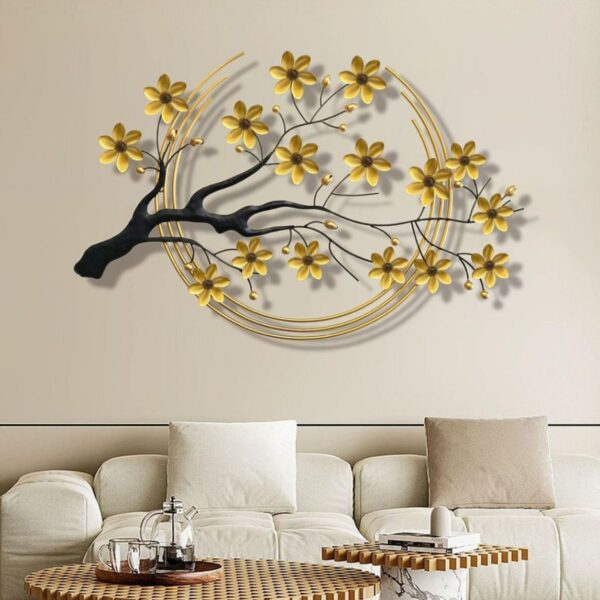 Branch with Leafs and Circled Wall Decor