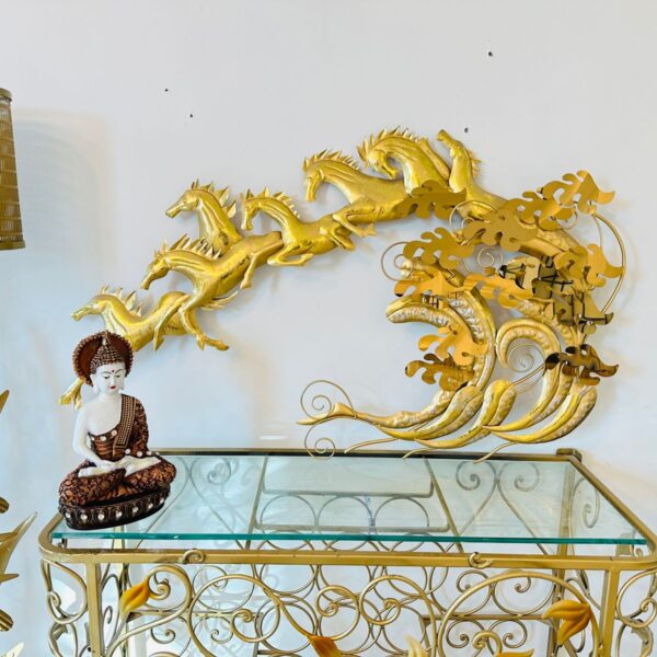 7 Running Horses Metal Decor like Chariot Style