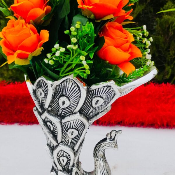 Antique German silver peacock flower pot