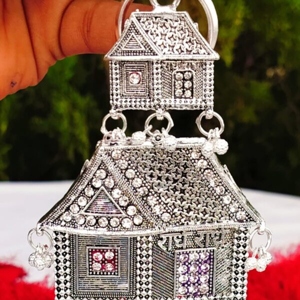 Antique GERMAN SILVER big size Hut design Jhumka with stone