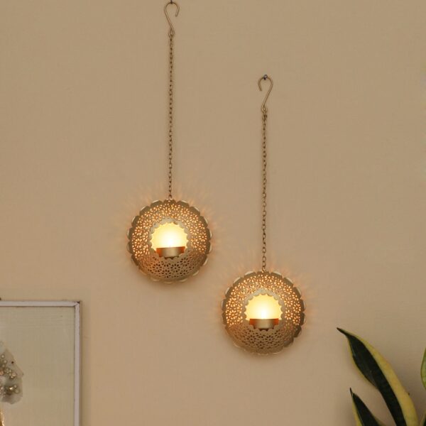 Hanging Round Etching Tealight Holder