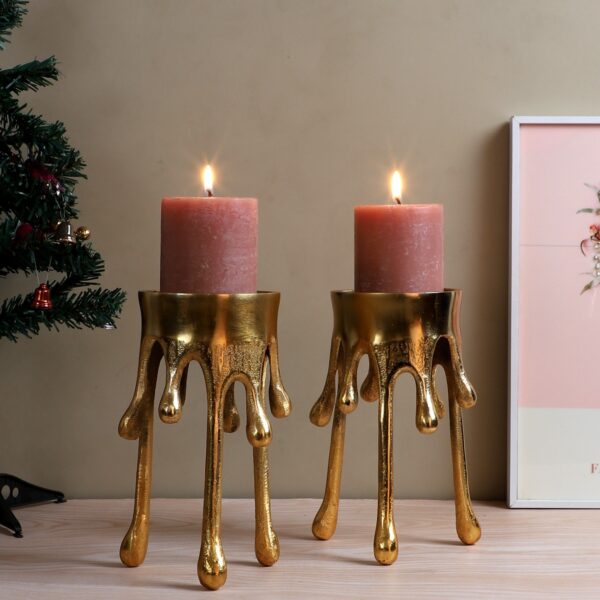 Aluminum Candle Stand Set of 2 Tear Drop Style