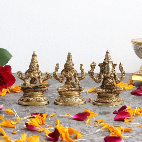Brass Laxmi Ganesh Saraswati Idol