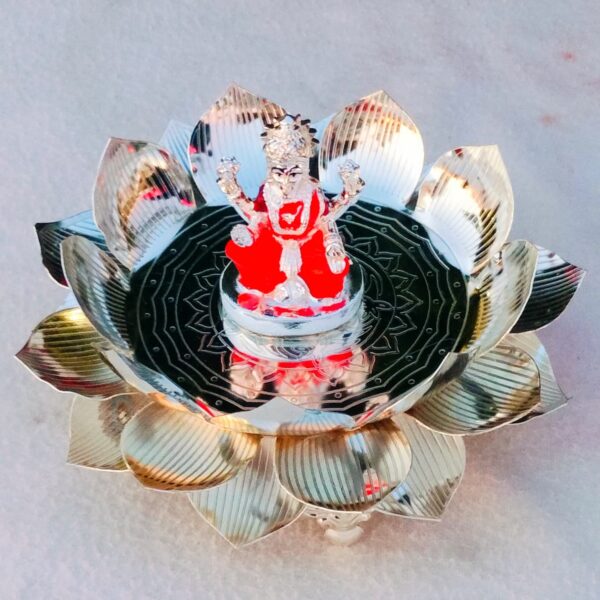 German Silver & Gold Lotus Ganesh / laxmi idol