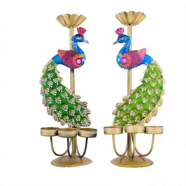 Table Decor Peacock T light Holder Set of 2