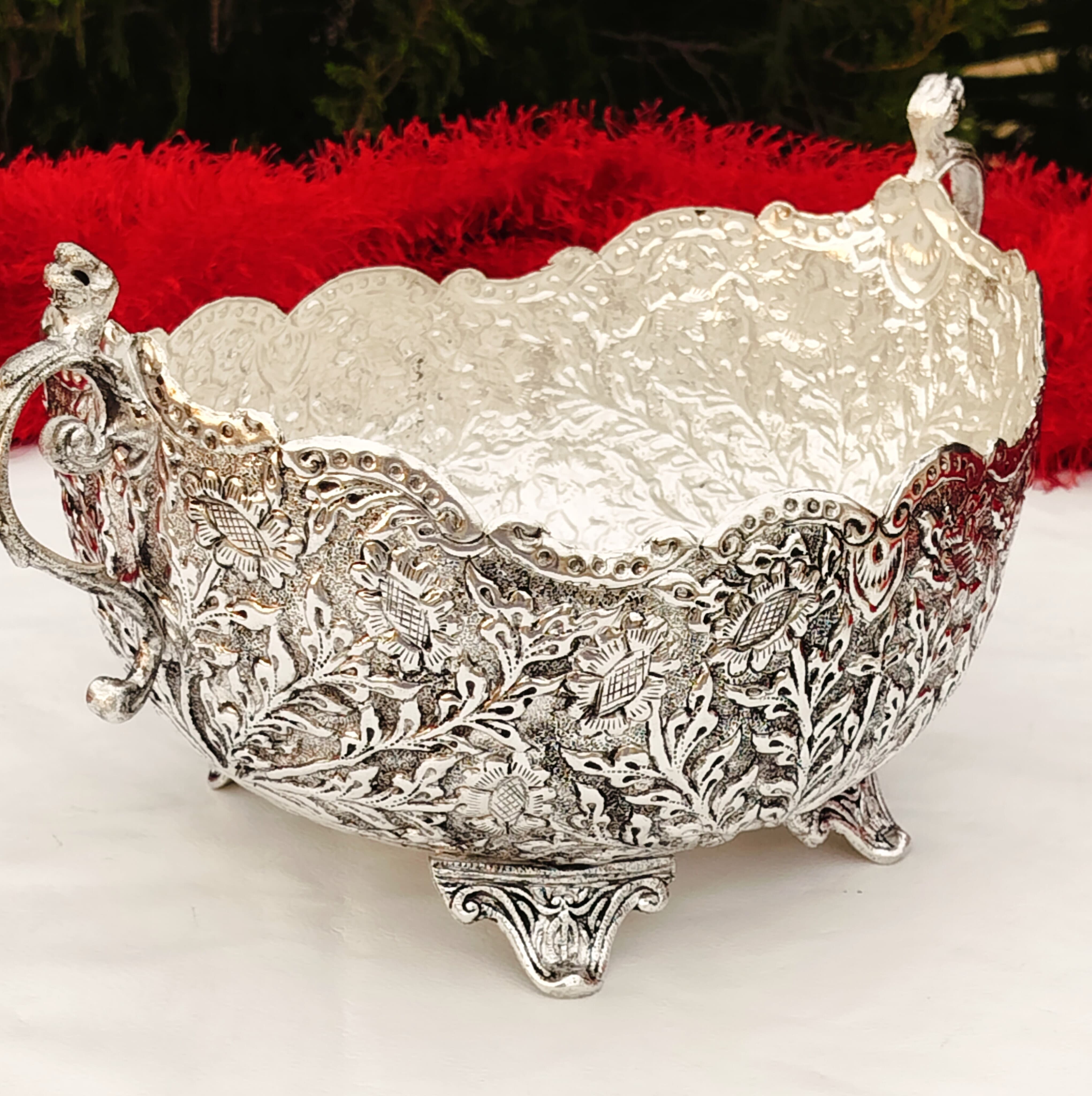 Antique German silver oval bowl/ basket