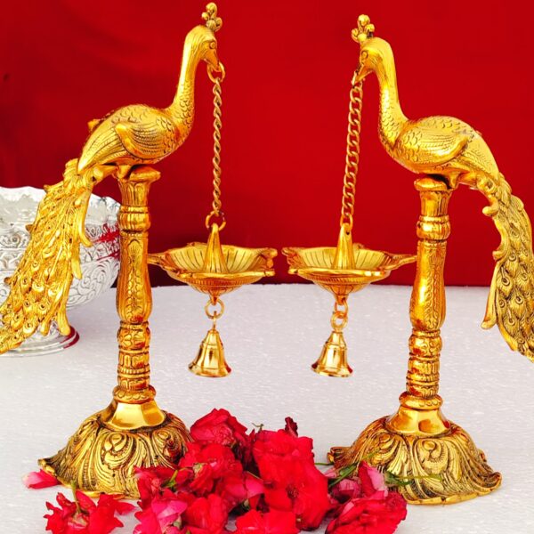 24 k gold plated Antique German lamp pair