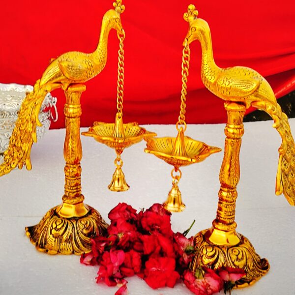 24 k gold plated Antique German lamp pair