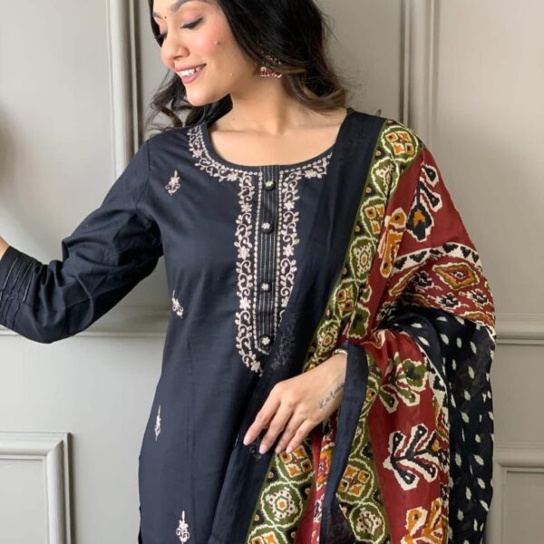 Cotton Printed Embroidery Kurti Set