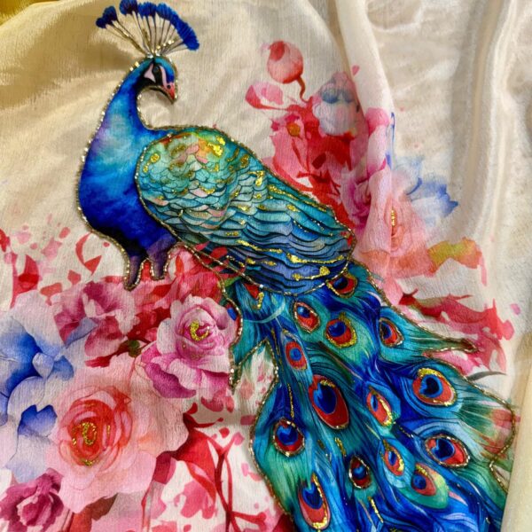 Malai Silk Saree with Peacock Design