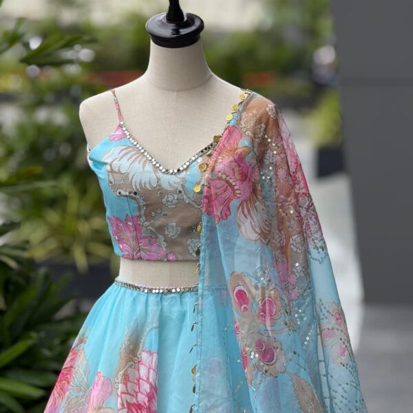 Pure Organza digital printed lehnga