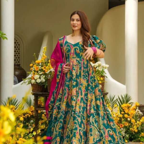 Digital printed Jimmy organza silk suit