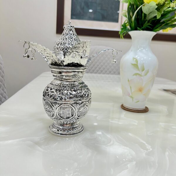 German silver hand engraved peacock carving MANGAL KALASH