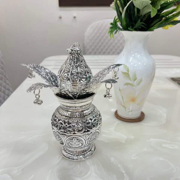 German silver hand engraved peacock carving MANGAL KALASH