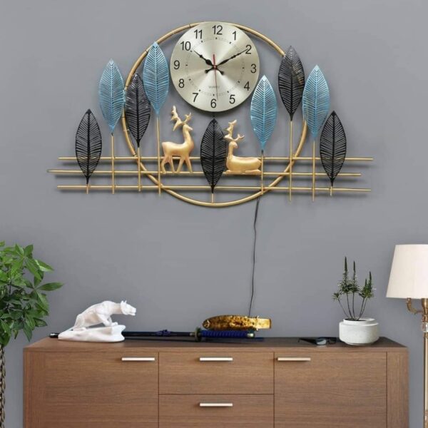 Deer leaf wall clock