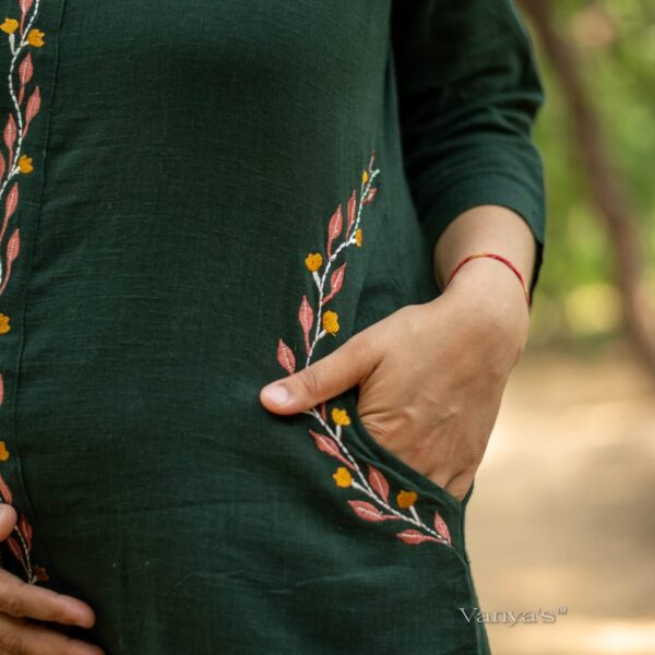 Green Handloom Kurti with Pant Set