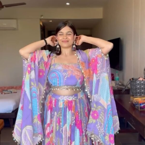 Premium Chinon Silk Lehenga With Beautiful Floral Print