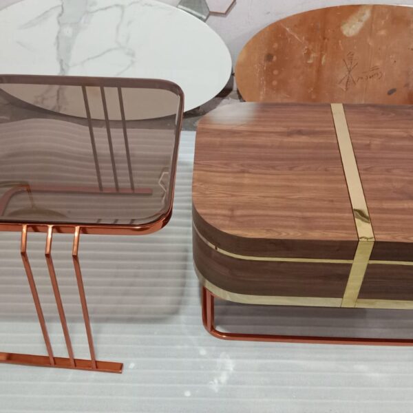 Metal Center Table with Storage and Glass Top