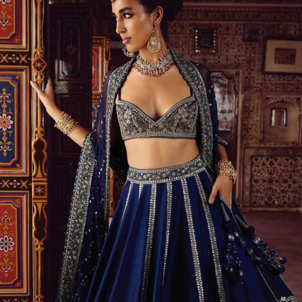 Blue Silk Lehenga with Heavy Work