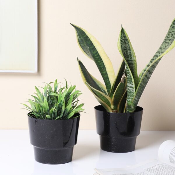Black Glossy Pot Planter Set of 2