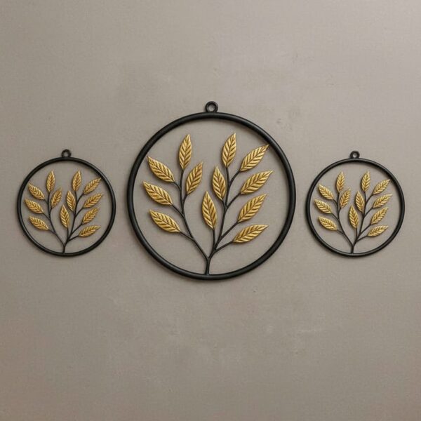 Big and Two Small Sized Round Leaf Wall Decor