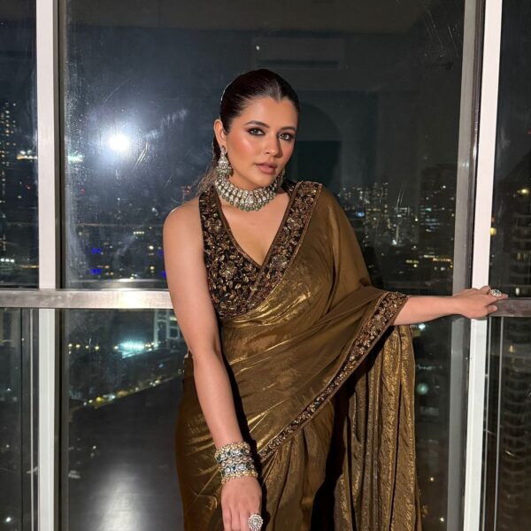 Golden Pure Space Silk Saree