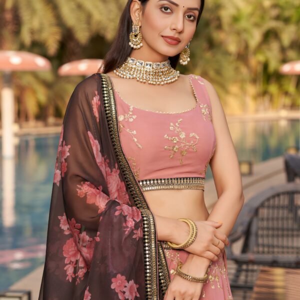 Dusty pink georgette lehenga