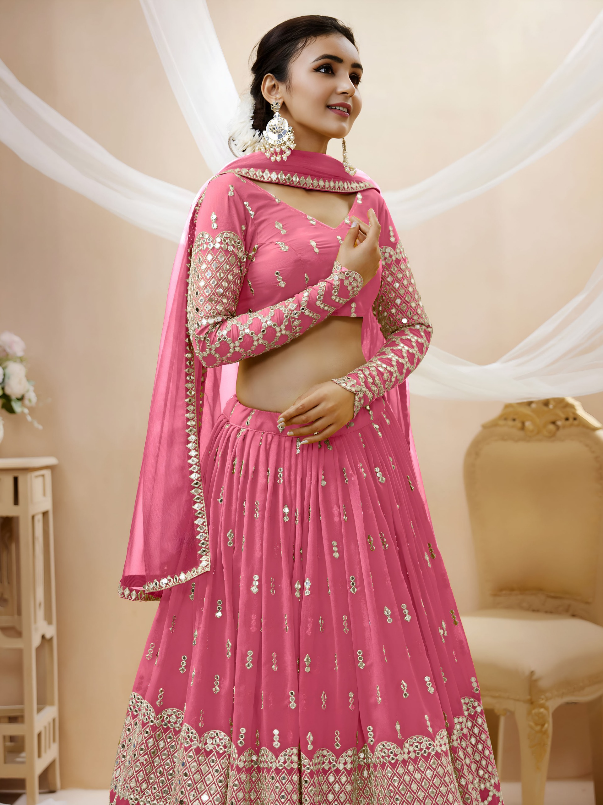 Semi Stitched Georgette Sequence Lehenga - Image 9