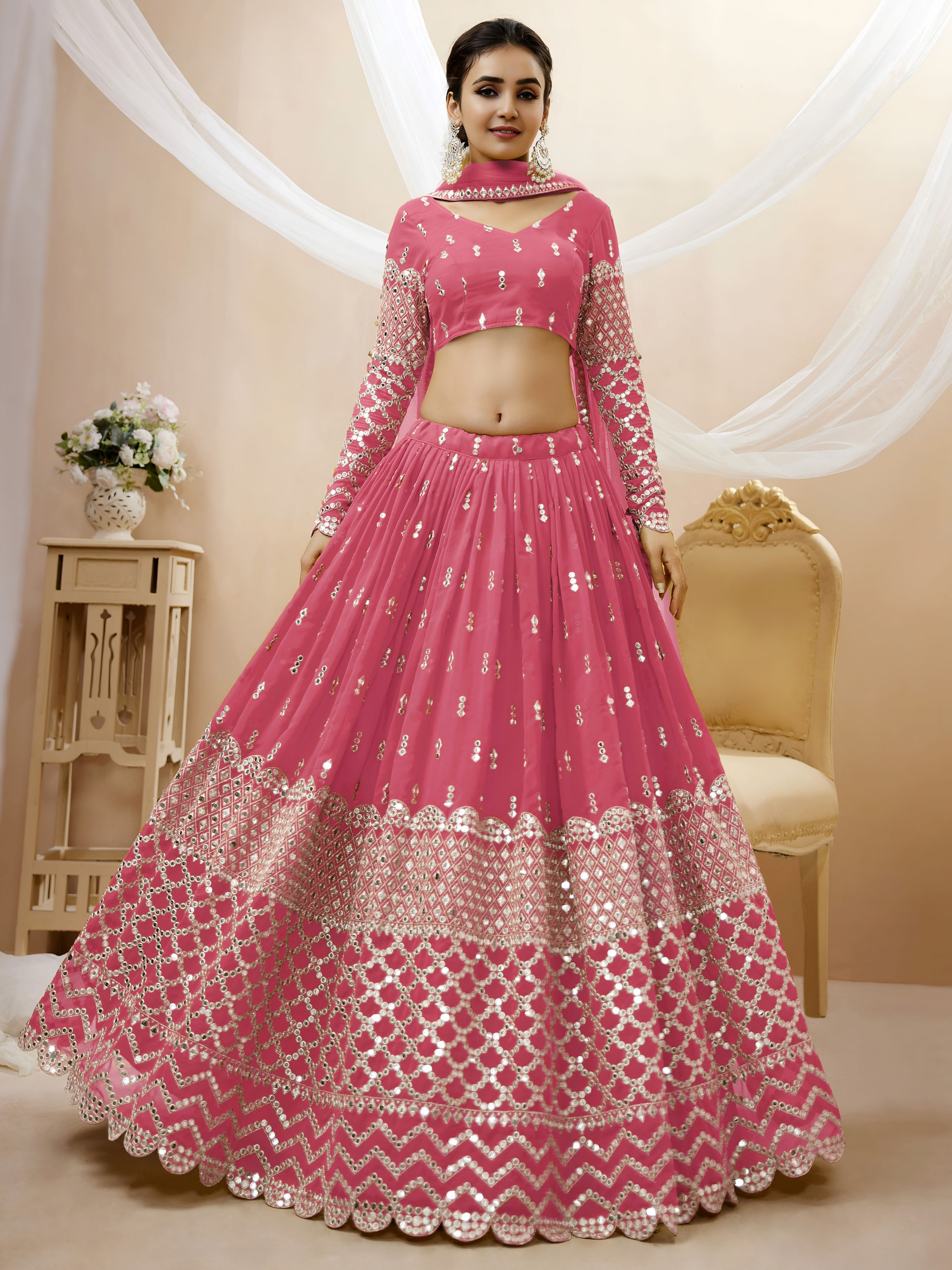 Semi Stitched Georgette Sequence Lehenga - Image 8