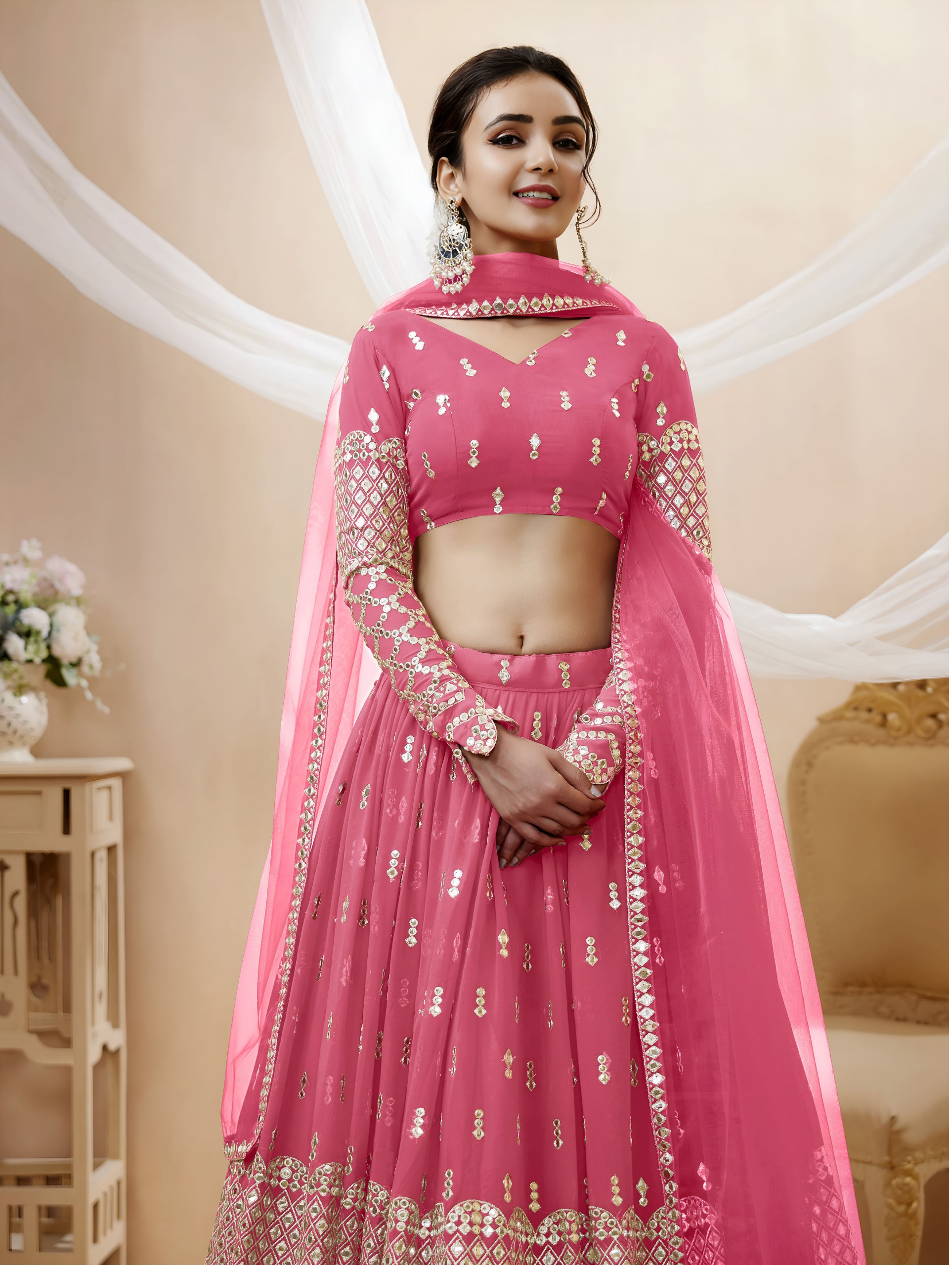 Semi Stitched Georgette Sequence Lehenga - Image 11