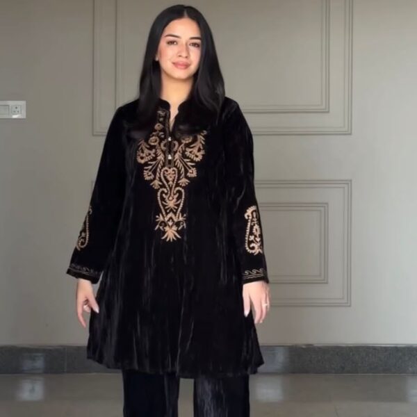 Black Designer Velvet Kurti and Palazzo
