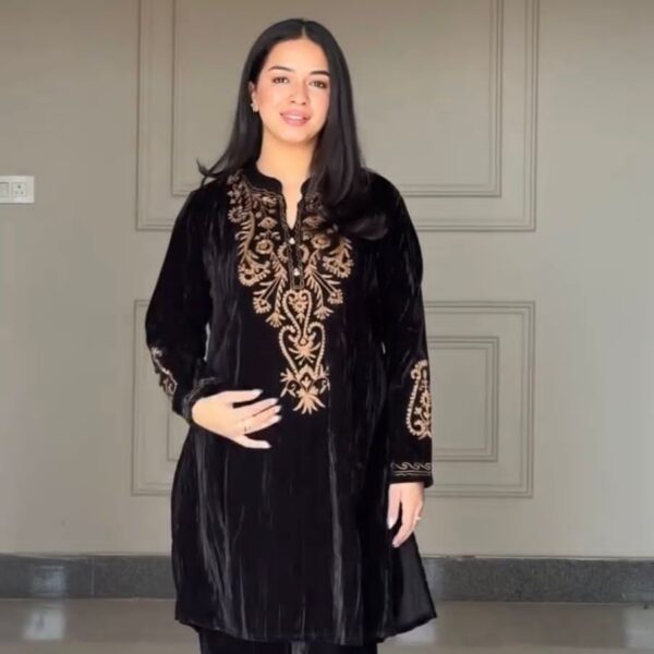Black Designer Velvet Kurti and Palazzo