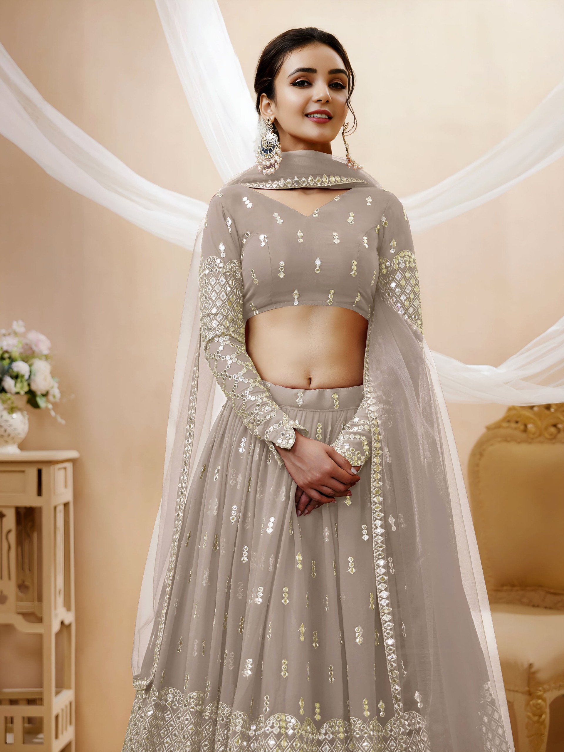 Semi Stitched Georgette Sequence Lehenga - Image 5